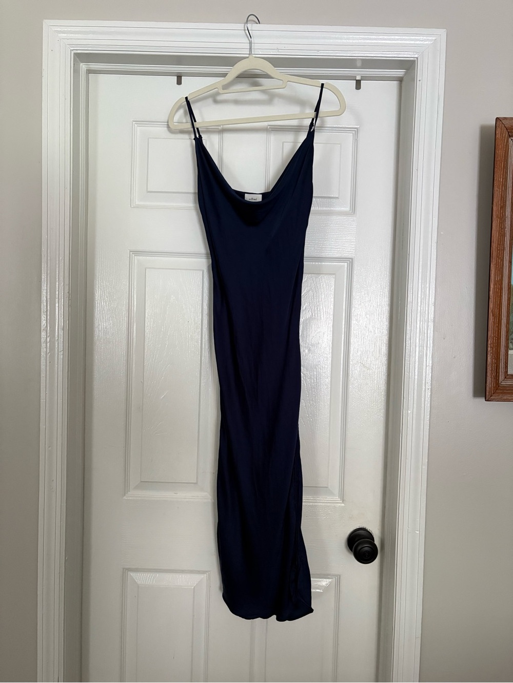 Aritzia Wilfred Navy Ruched Slip Dress